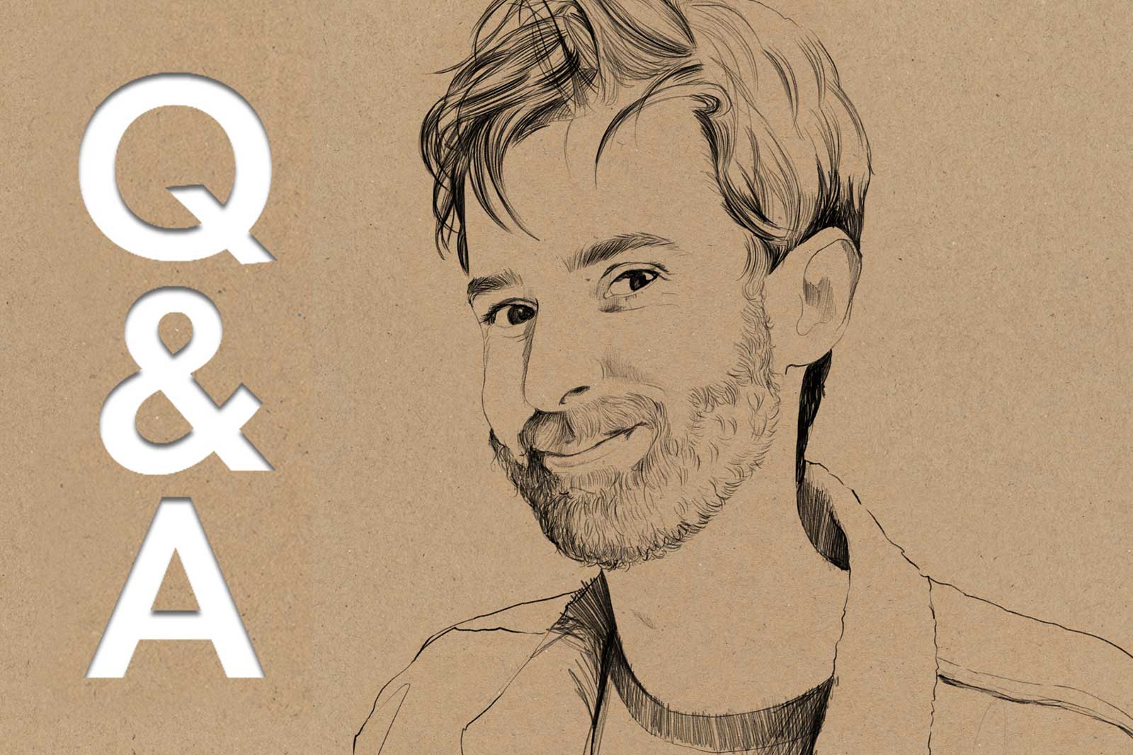Line drawing of author Nathaniel Spain. (Artwork by Lucy Scott.)