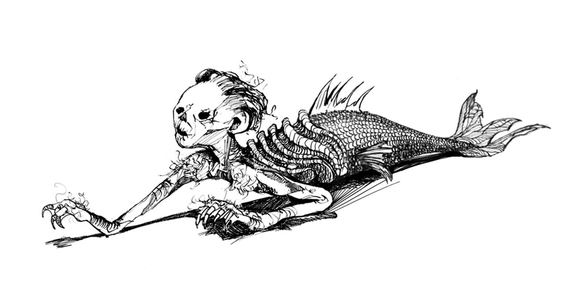 Drawing of a mermaid. (Artwork by Lucy Scott.)